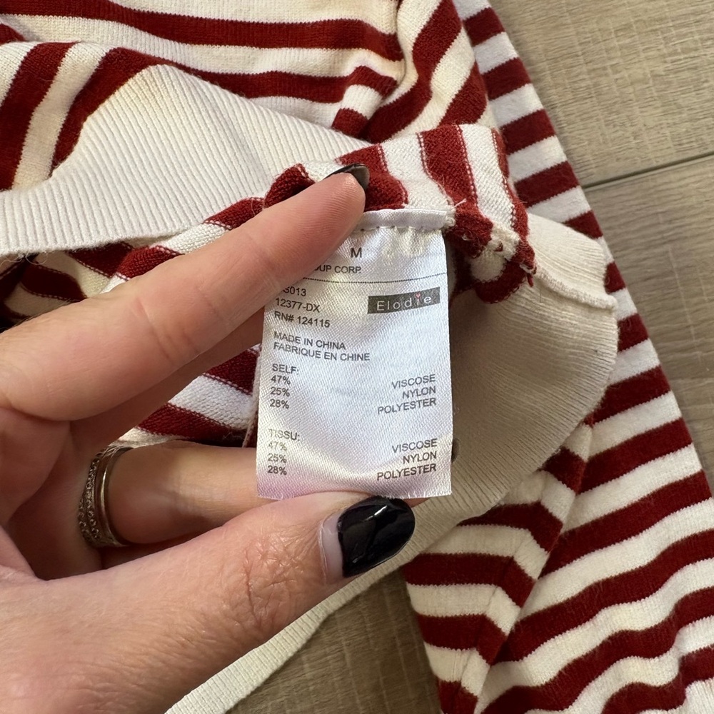 ELODIE Striped Oversized Long Sleeve Top - Picture 3 of 5